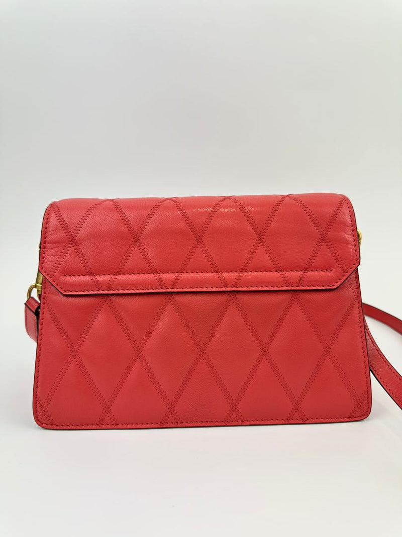GV3 Small Crossbody Bag Red Quilted Goatskin