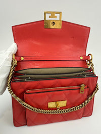 GV3 Small Crossbody Bag Red Quilted Goatskin