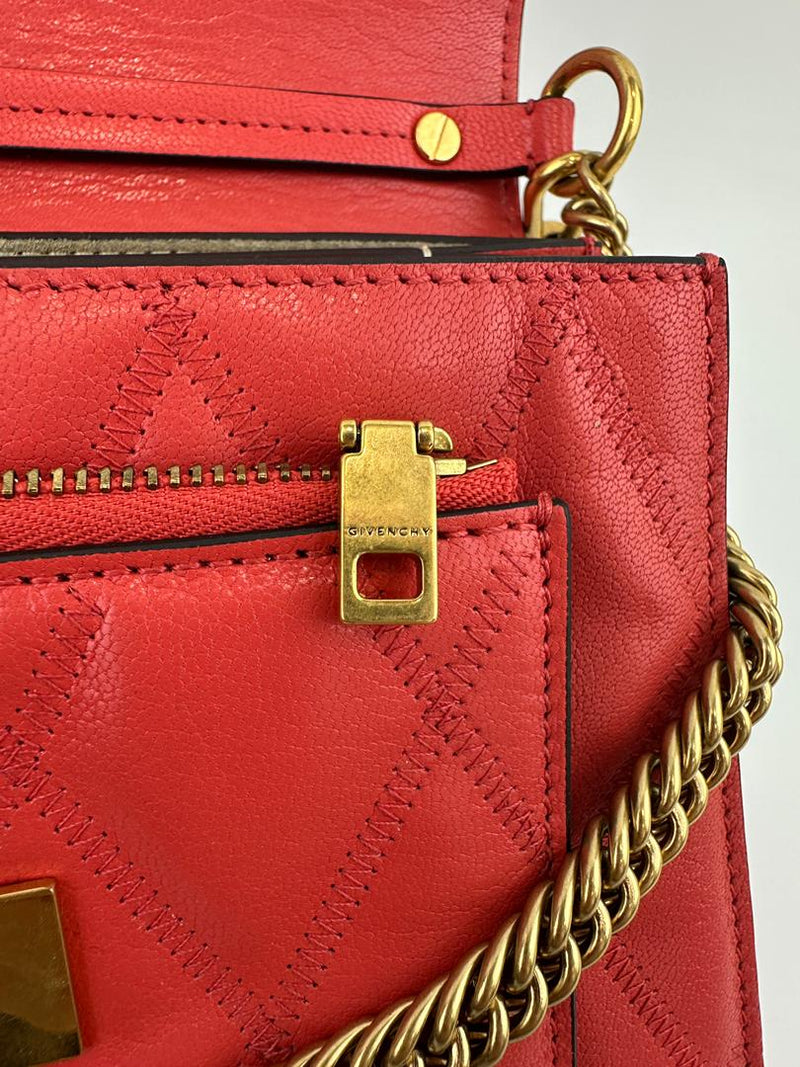 GV3 Small Crossbody Bag Red Quilted Goatskin