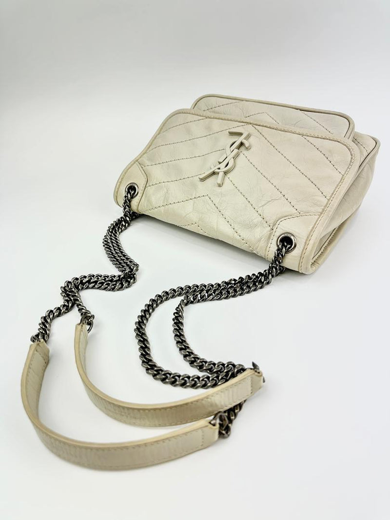 Baby Niki Bag White Crinkled Calfskin Leather