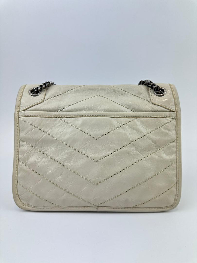 Baby Niki Bag White Crinkled Calfskin Leather