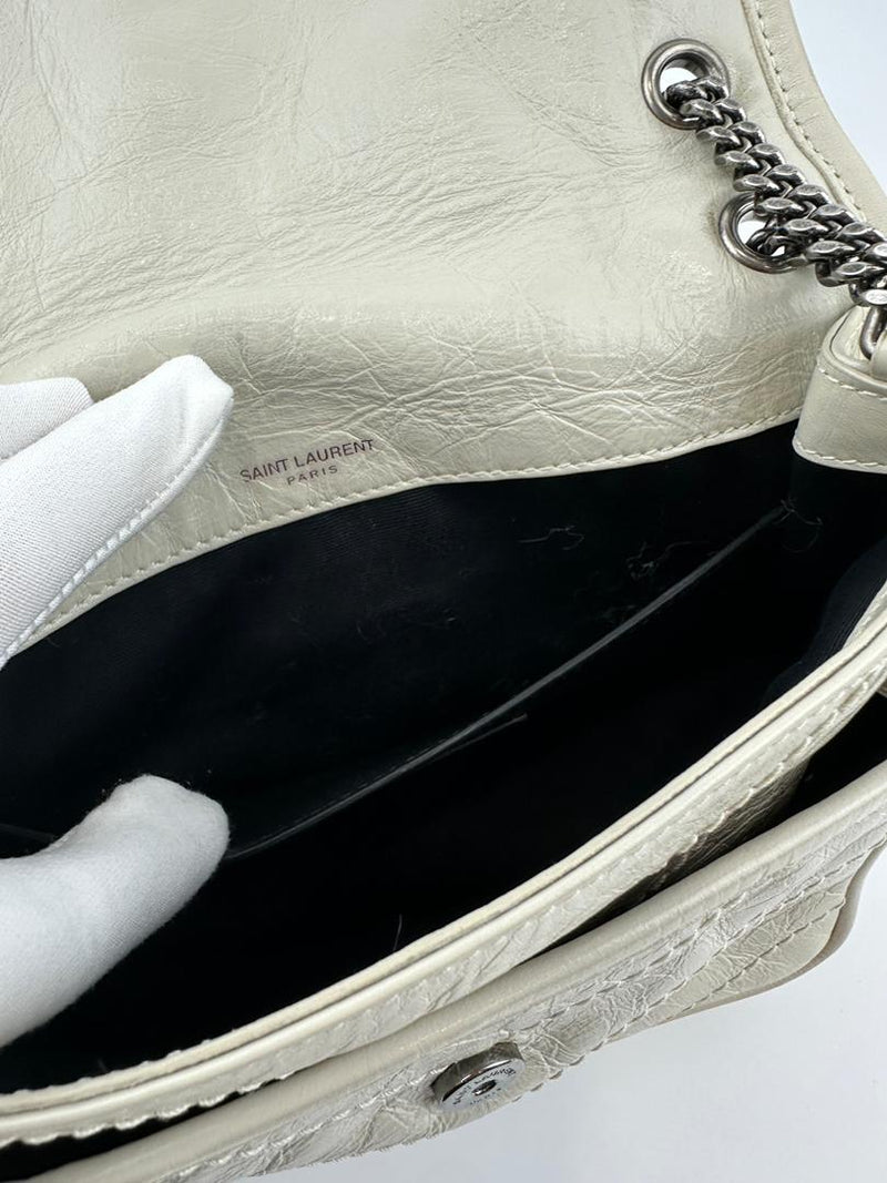 Baby Niki Bag White Crinkled Calfskin Leather