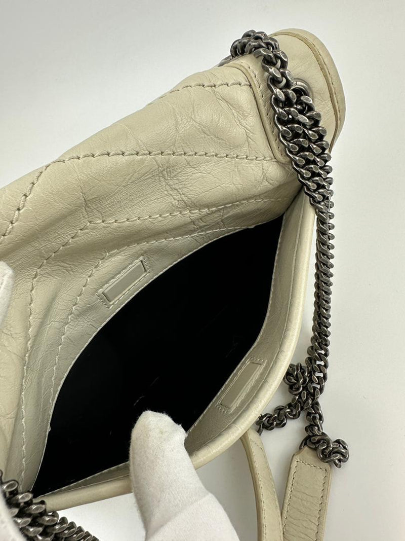 Baby Niki Bag White Crinkled Calfskin Leather