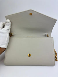 Uptown Chain Wallet in Blanc Vintage Grain De Poudre Embossed Leather