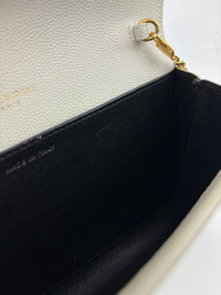 Uptown Chain Wallet in Blanc Vintage Grain De Poudre Embossed Leather