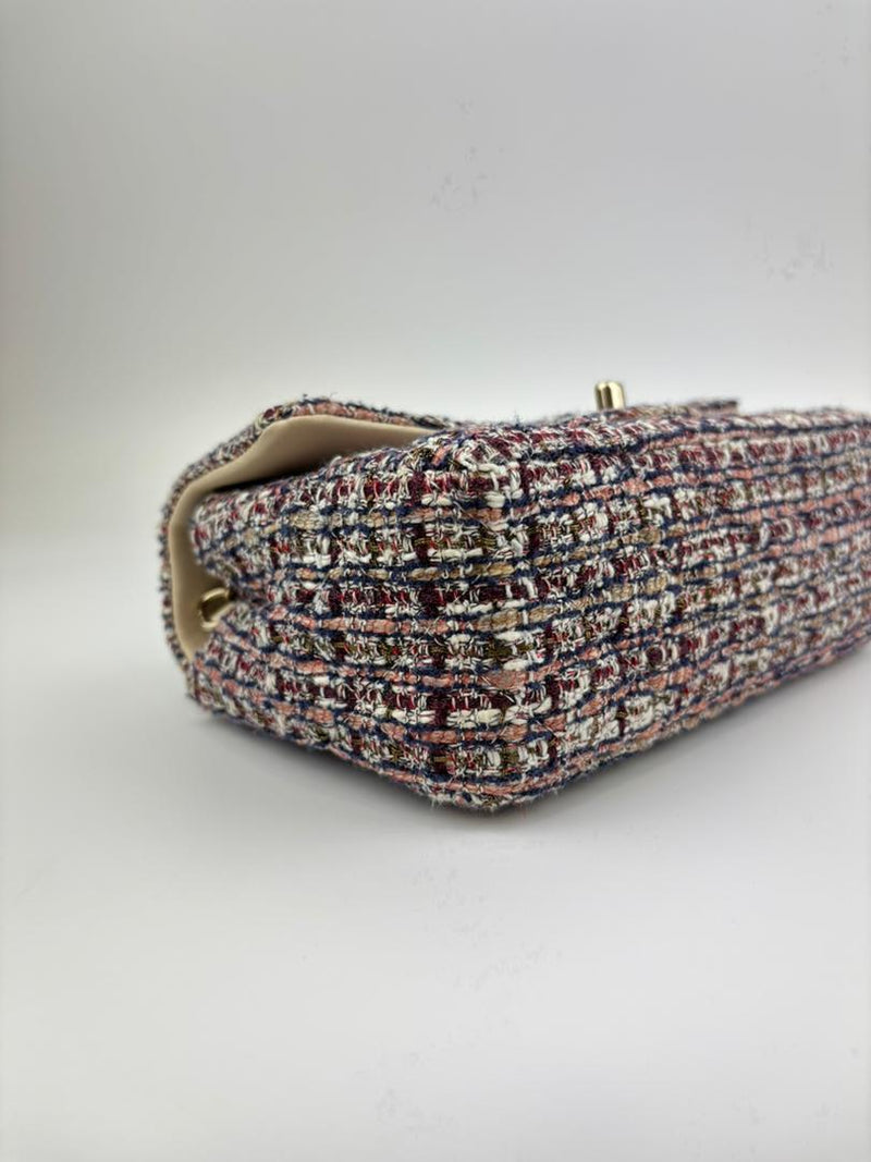 Multicolor Tweed Mini Rectangular Classic Flap Shoulder Bag LGHW