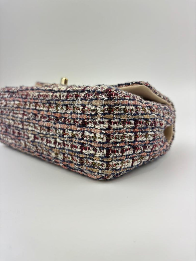 Multicolor Tweed Mini Rectangular Classic Flap Shoulder Bag LGHW