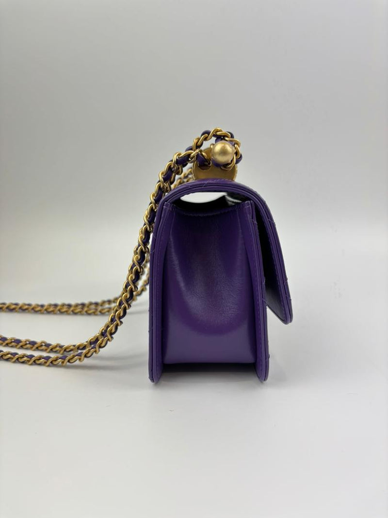 AS2615 Quilted Purple Calfskin Chain Bag GHW (Cash Price in Description)