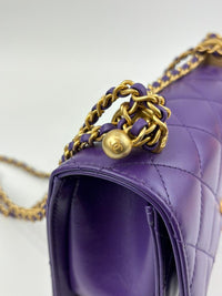 AS2615 Quilted Purple Calfskin Chain Bag GHW (Cash Price in Description)