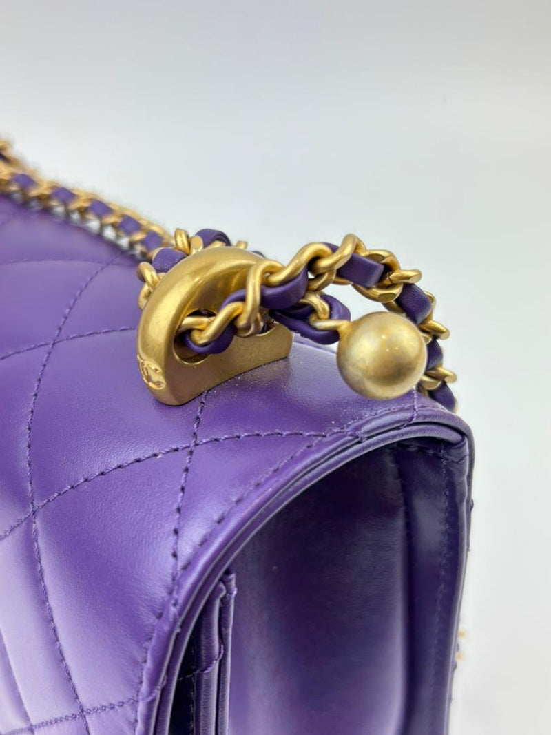 AS2615 Quilted Purple Calfskin Chain Bag GHW (Cash Price in Description)