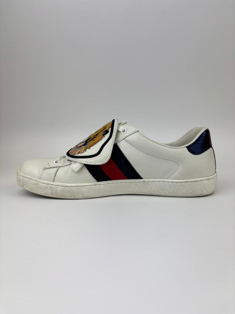 New Ace Tiger Strap Leather White Sneakers Size 7.5