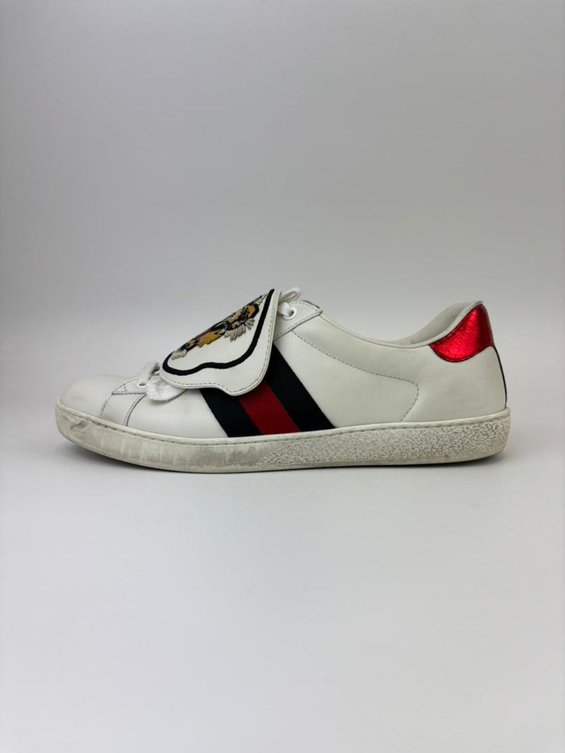 New Ace Tiger Strap Leather White Sneakers Size 7.5