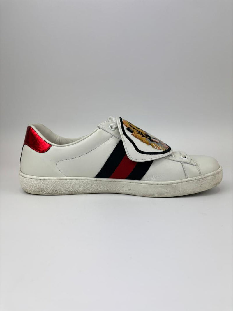 New Ace Tiger Strap Leather White Sneakers Size 7.5