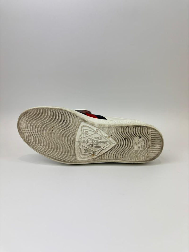 New Ace Tiger Strap Leather White Sneakers Size 7.5