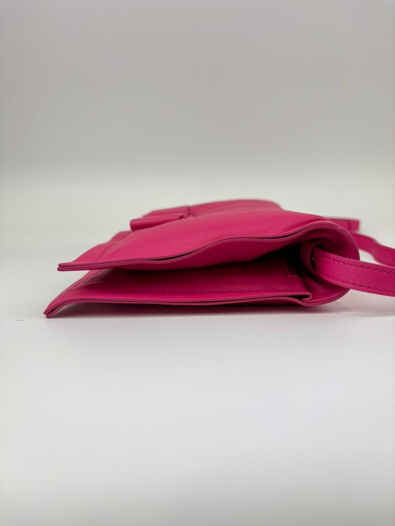 Viva Bow Puffy Leather Hot Pink Vitello Crossbody Bag