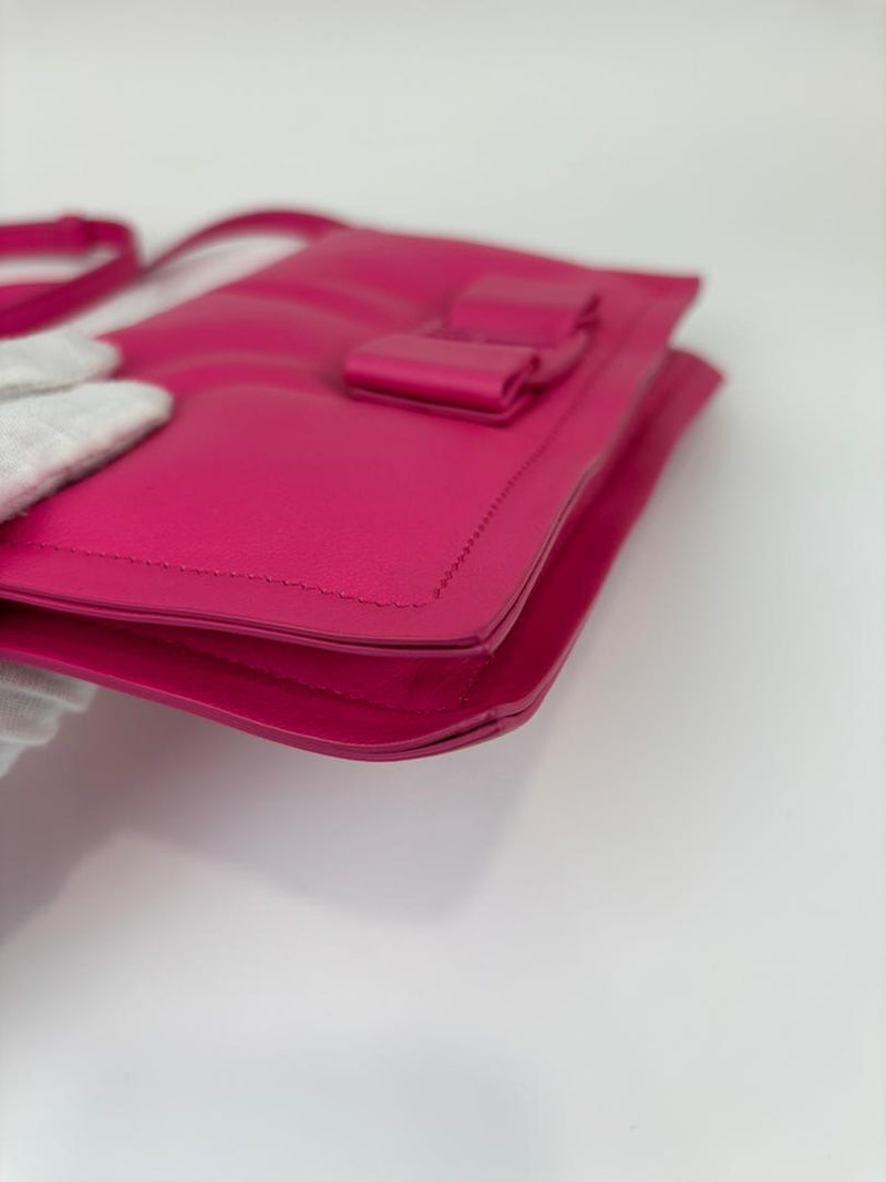 Viva Bow Puffy Leather Hot Pink Vitello Crossbody Bag