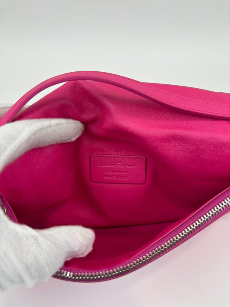 Viva Bow Puffy Leather Hot Pink Vitello Crossbody Bag
