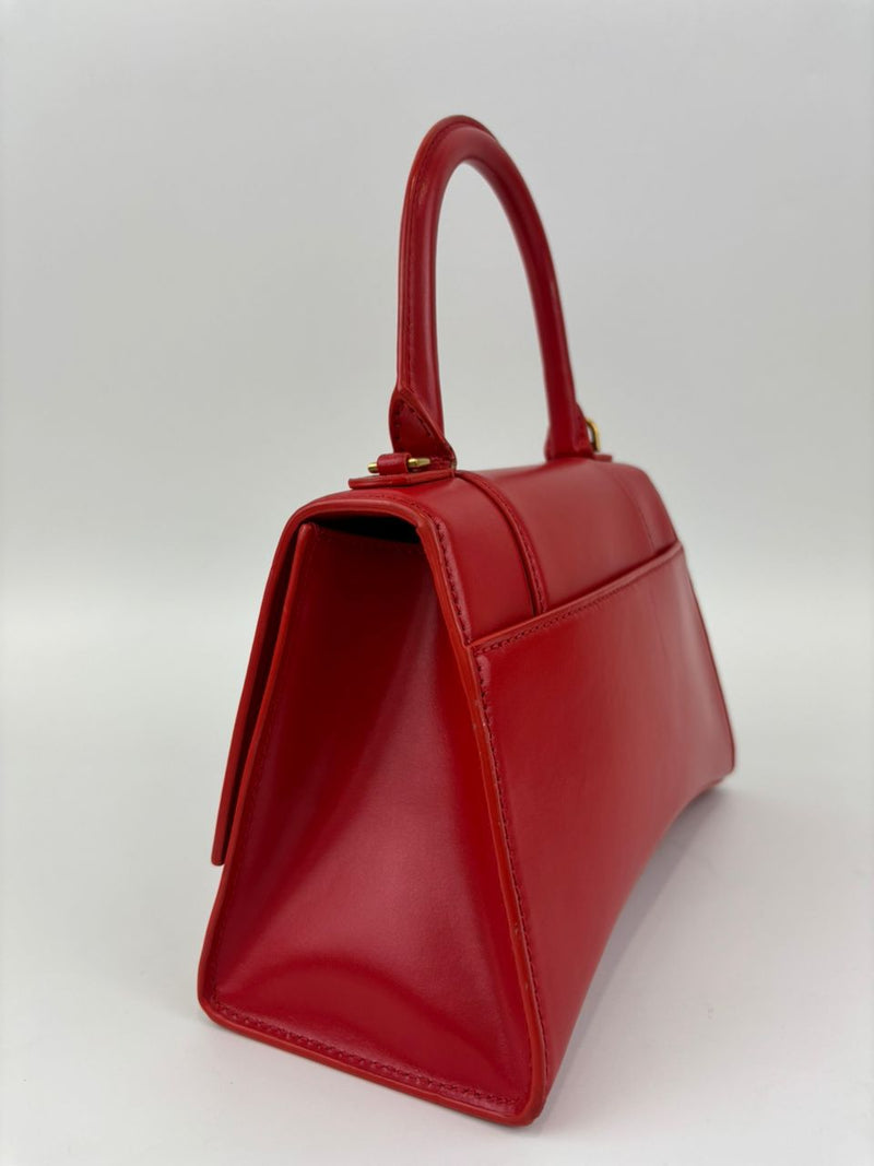 Balenciaga 593456 Hourglass S Top handle Bag Shiny Box Red