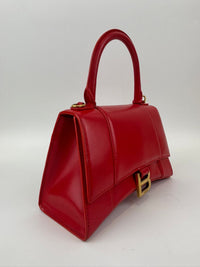 Balenciaga 593456 Hourglass S Top handle Bag Shiny Box Red