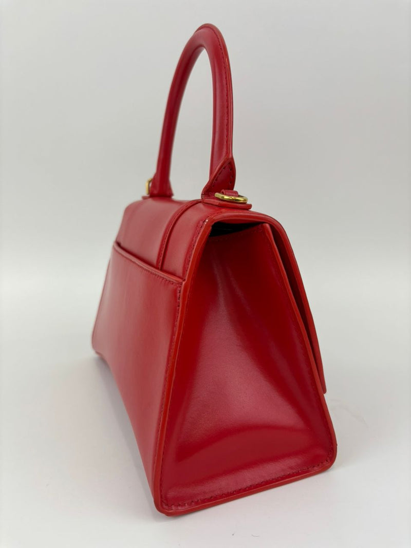 Balenciaga 593456 Hourglass S Top handle Bag Shiny Box Red