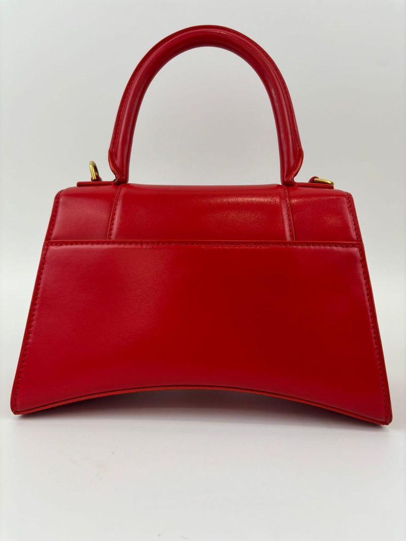 Balenciaga 593456 Hourglass S Top handle Bag Shiny Box Red