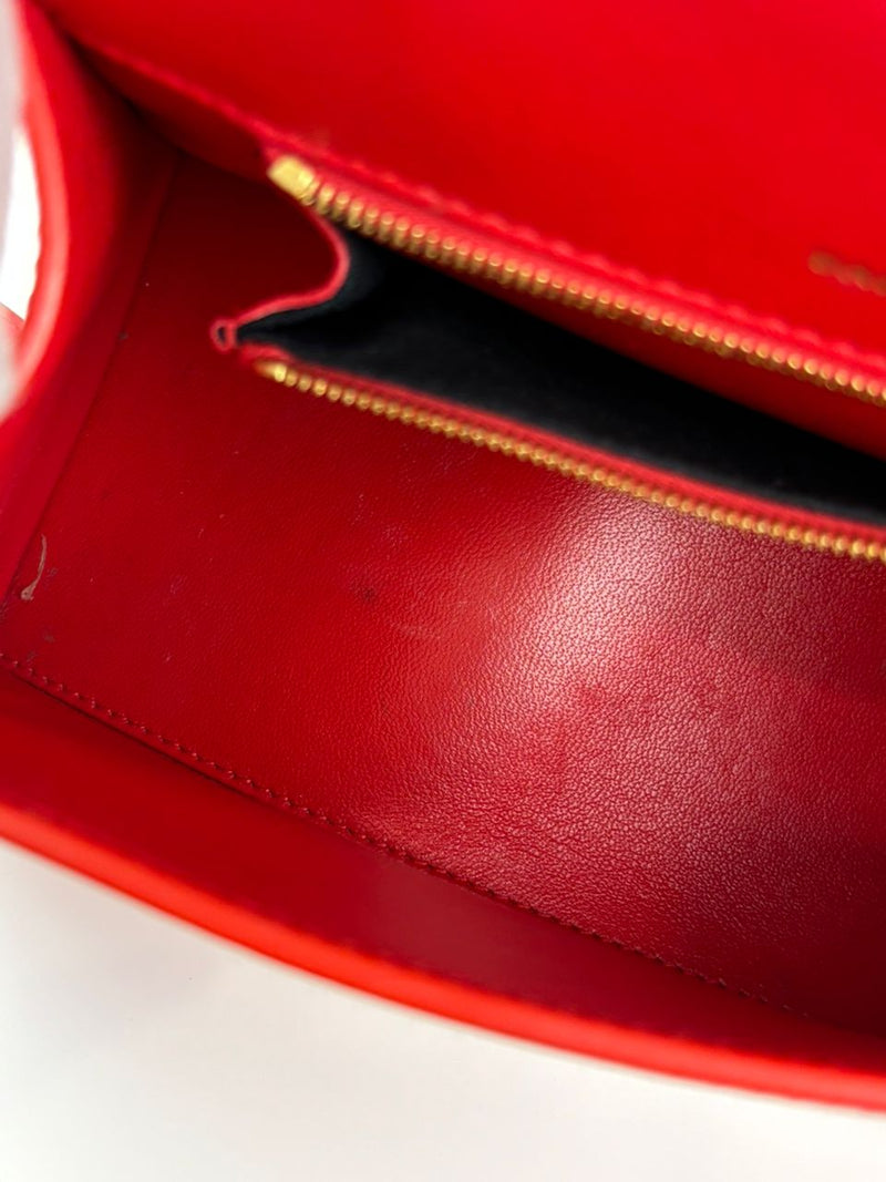 Balenciaga 593456 Hourglass S Top handle Bag Shiny Box Red