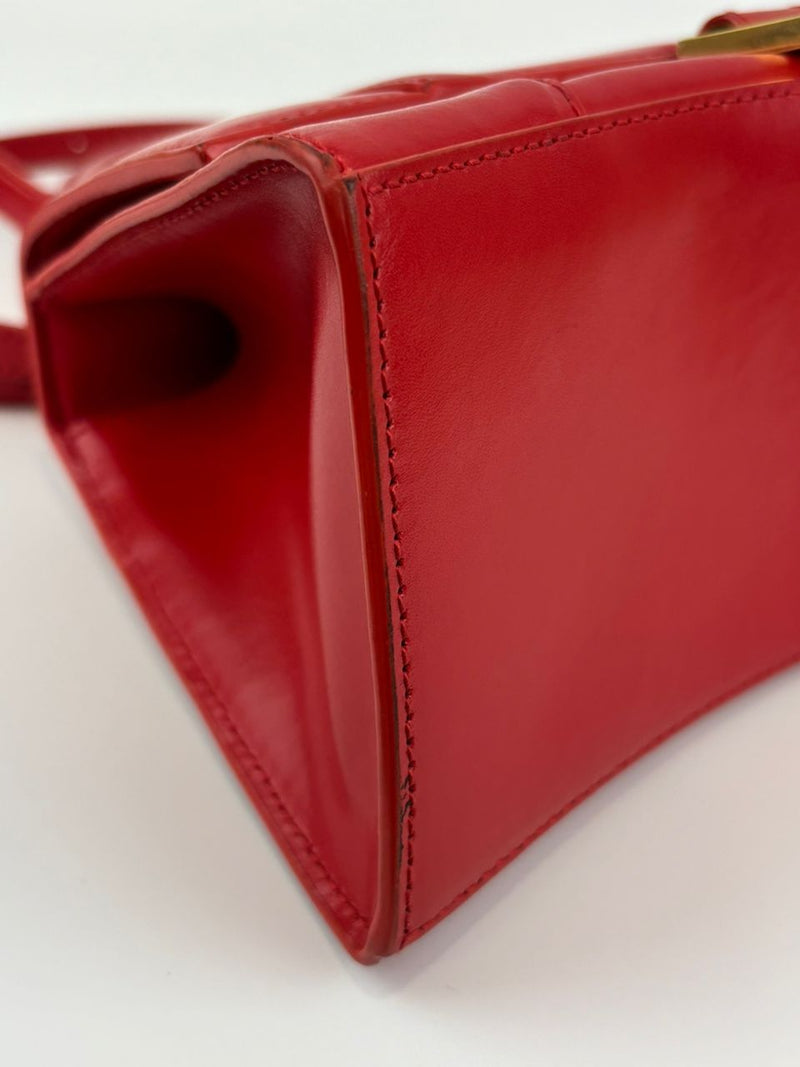 Balenciaga 593456 Hourglass S Top handle Bag Shiny Box Red