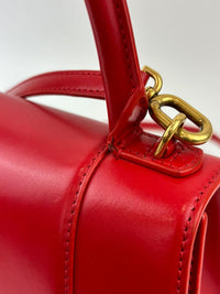 Balenciaga 593456 Hourglass S Top handle Bag Shiny Box Red