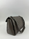 Lady Pearly Flap Bag in Grey Aged Quilted Calfskin SHW