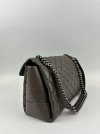 Lady Pearly Flap Bag in Grey Aged Quilted Calfskin SHW