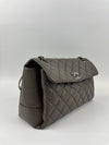 Lady Pearly Flap Bag in Grey Aged Quilted Calfskin SHW