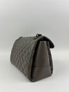 Lady Pearly Flap Bag in Grey Aged Quilted Calfskin SHW