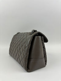 Lady Pearly Flap Bag in Grey Aged Quilted Calfskin SHW