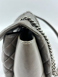 Lady Pearly Flap Bag in Grey Aged Quilted Calfskin SHW