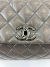 Lady Pearly Flap Bag in Grey Aged Quilted Calfskin SHW
