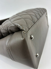 Lady Pearly Flap Bag in Grey Aged Quilted Calfskin SHW