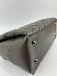 Lady Pearly Flap Bag in Grey Aged Quilted Calfskin SHW