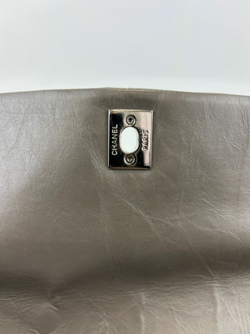 Lady Pearly Flap Bag in Grey Aged Quilted Calfskin SHW