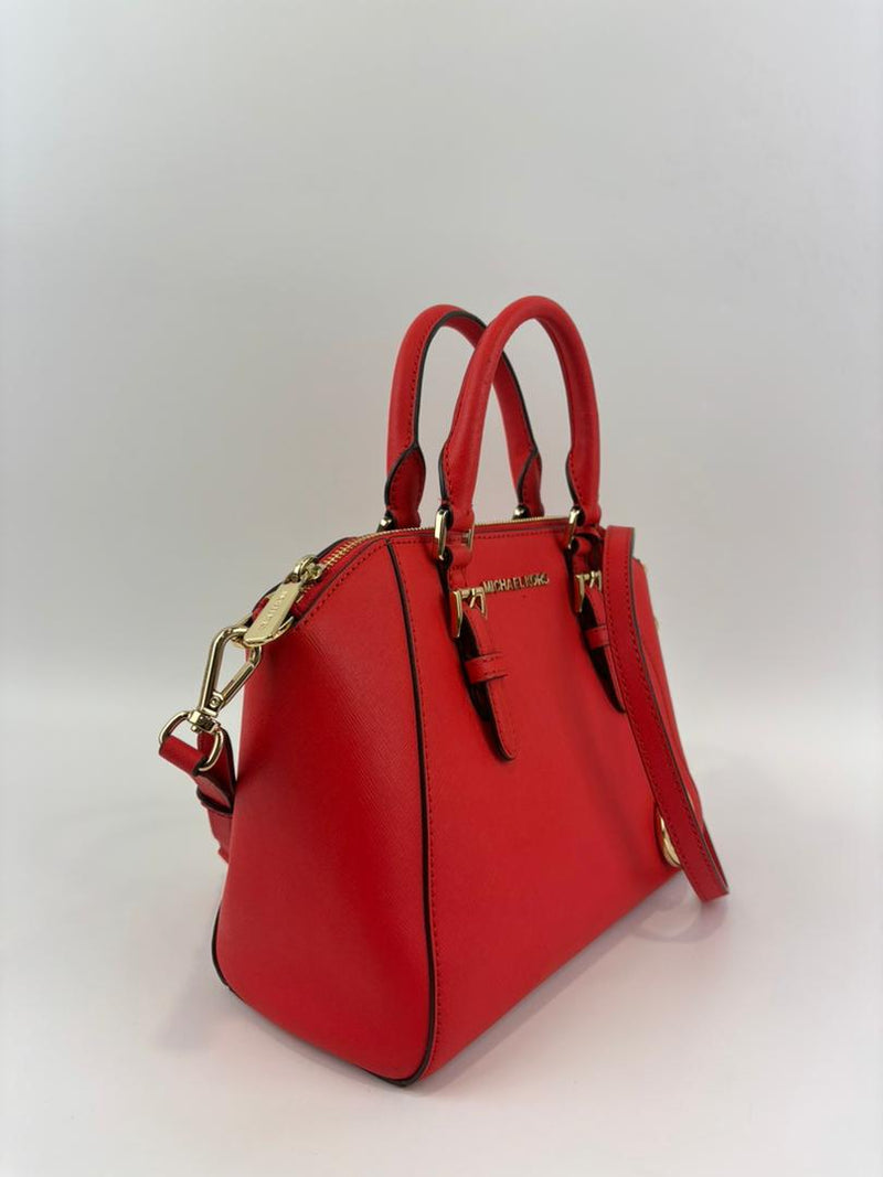 Red Saffiano Leather Satchel Bag