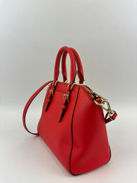 Red Saffiano Leather Satchel Bag