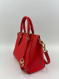 Red Saffiano Leather Satchel Bag
