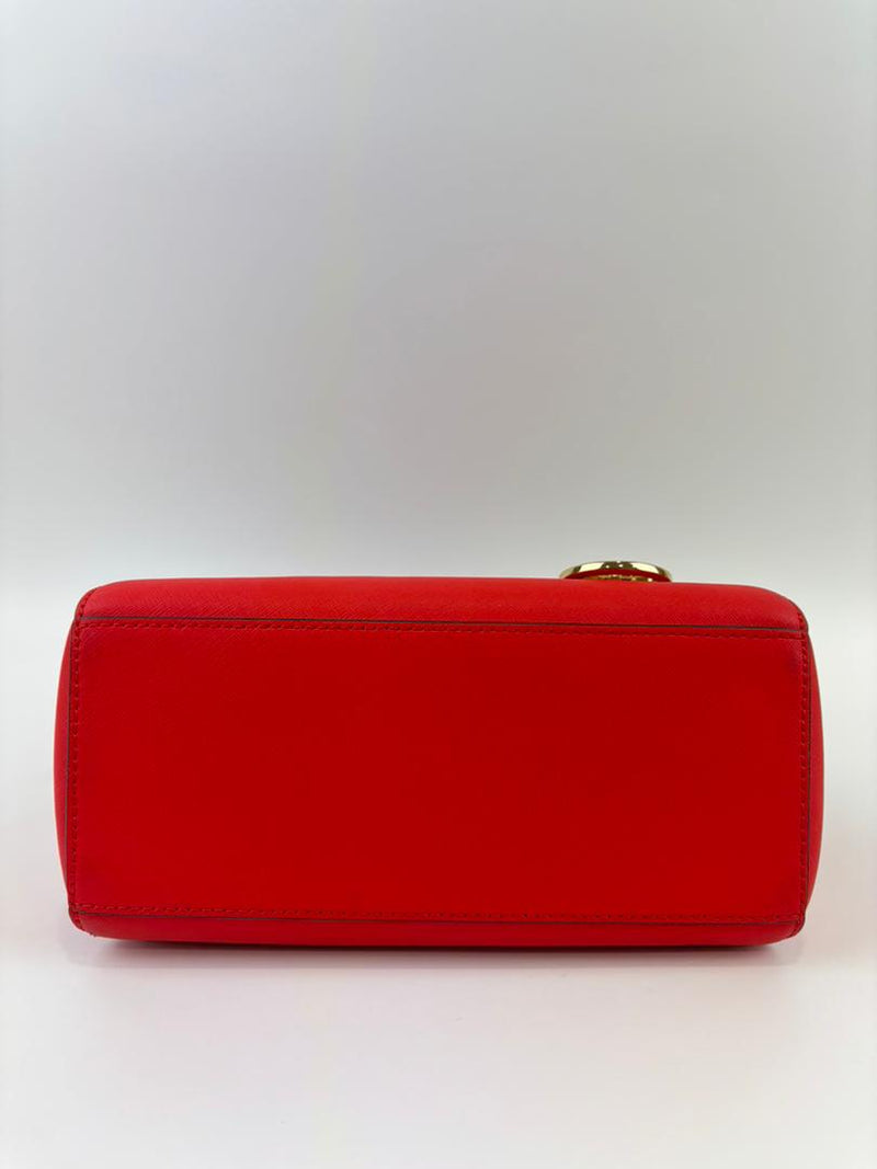 Red Saffiano Leather Satchel Bag