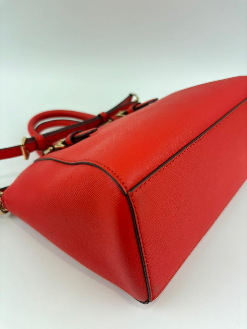 Red Saffiano Leather Satchel Bag