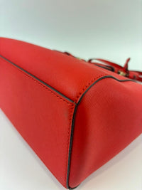 Red Saffiano Leather Satchel Bag