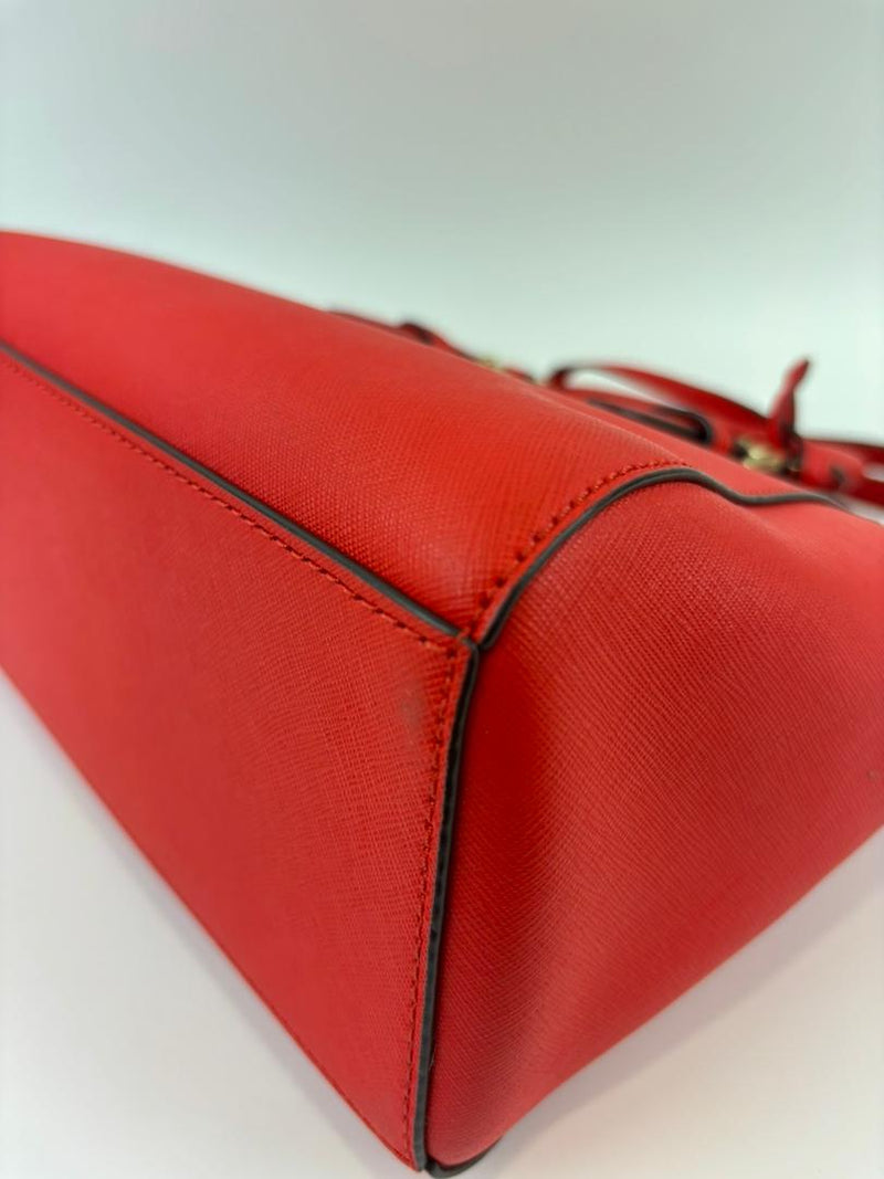 Red Saffiano Leather Satchel Bag