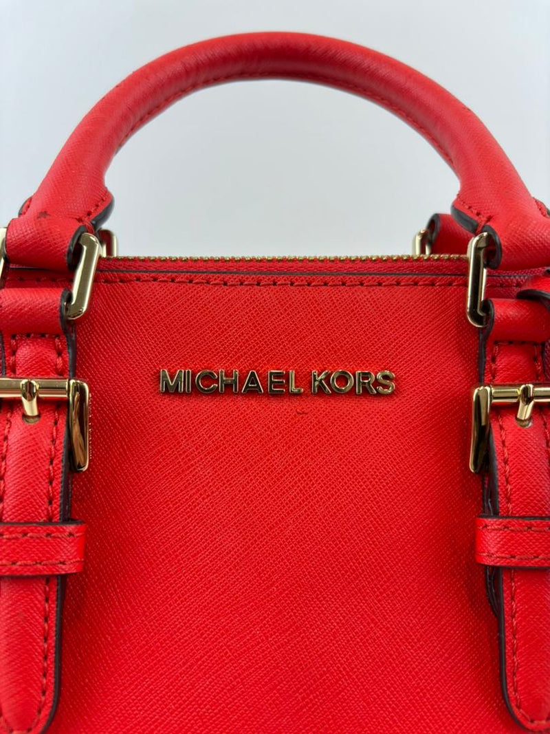 Red Saffiano Leather Satchel Bag