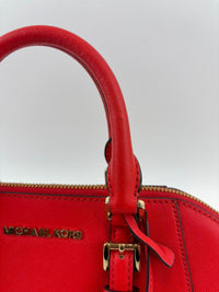 Red Saffiano Leather Satchel Bag