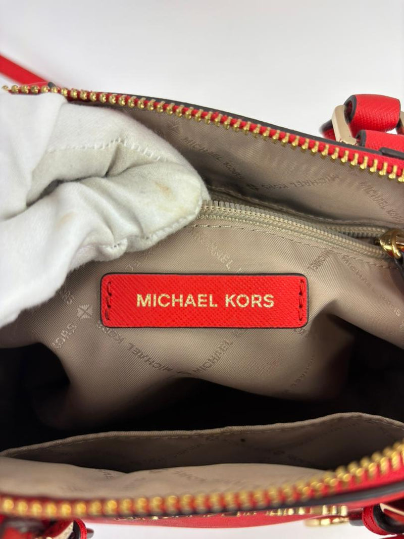 Red Saffiano Leather Satchel Bag