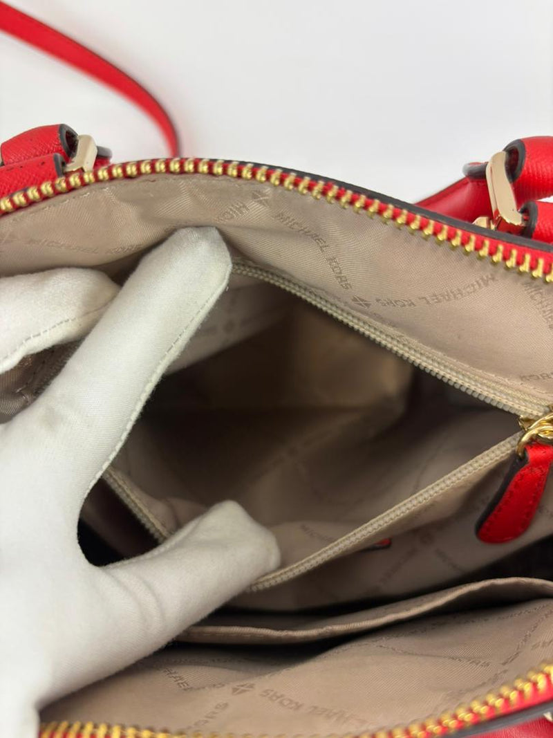 Red Saffiano Leather Satchel Bag