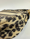 Medium Saddle Black / Cream Leopard Print Canvas Embroidered Saddle Bag